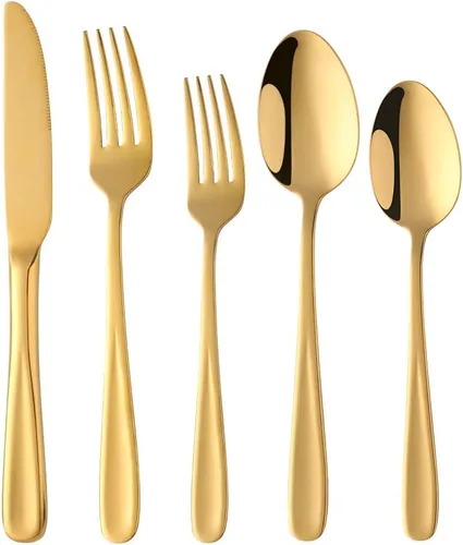 Vista 14 de Baikai Mirror Polished - Juego de cubiertos de 5 piezas, utensilios de cocina de acero inoxidable para 1 unidad (azul)