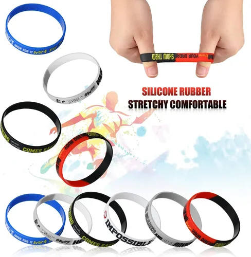 Vista 4 de Kathfly 48 pulseras motivacionales de goma inspiradoras, de silicona, elásticas, unisex, regalos de fiesta, regalos para el regreso a la escuela