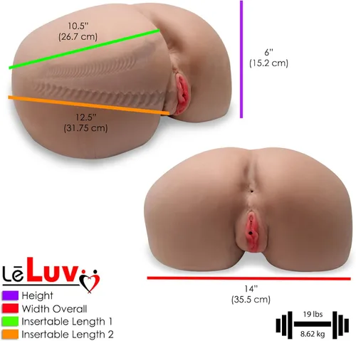 Vista 3 de LeLuv Masturbador masculino Perfect Ass 19 lb Canela de tamaño real Muñeca de amor peluda natural con vagina y ano