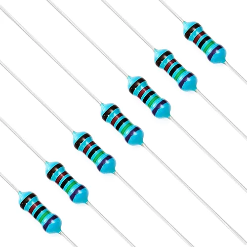 Vista 24 de Chanzon 100 piezas 1 Ω ohm Resistencia 1/4 W (0.25 W) Resistencia fija de película metálica 0.01 ±1% Tolerancia 1R MF Resistencias de agujero