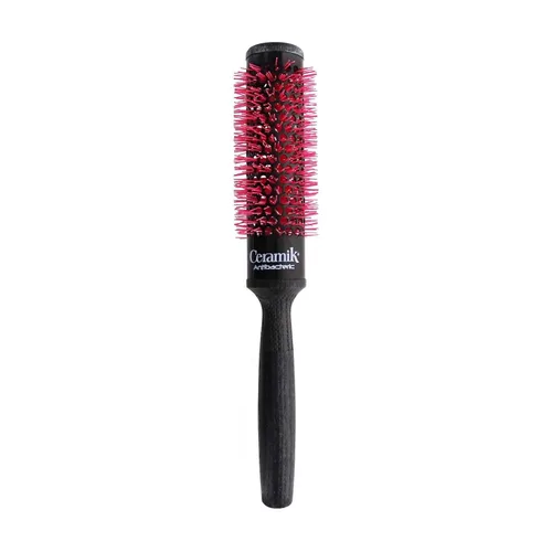 Vista 9 de TEK Cepillo redondo profesional de cerámica con barril tratado con oxígeno, mango de madera y cerdas naturales - Ideal para secar y peinar cabello