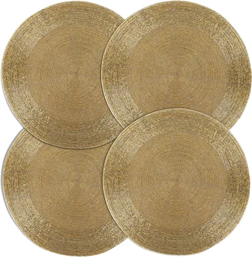 Vista 36 de Manteles individuales de 13 pulgadas con cuentas redondas para mesa de comedor - Manteles decorativos con cuentas de vidrio y respaldo de algodón