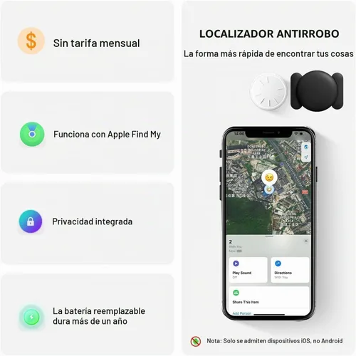 Vista 2 de Rastreador GPS para vehículos, 1 mini rastreador de vehículos ocultos con funda magnética, funciona con Find My (solo iOS), sin tarifa mensual, sin