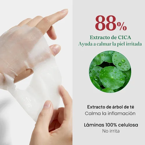 Vista 3 de medicube Super Cica - Mascarillas faciales diarias rápidas (30 hojas), mascarilla facial calmante e hidratante de 60 segundos con 88% de Cica