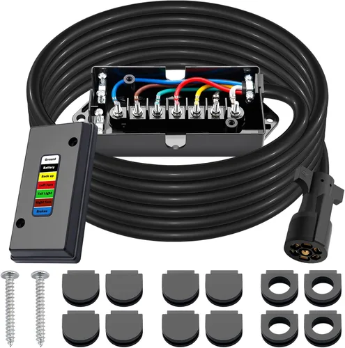 Vista 13 de CheeMuii Caja de conexiones de remolque de 7 vías, resistente a la intemperie, 7 pines, caja de cableado de remolque de 7 pines, caja de conexión