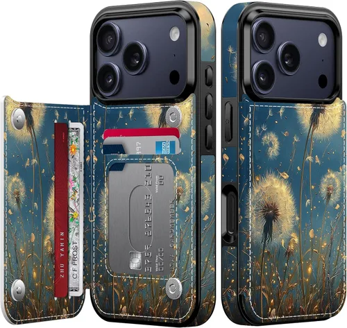 Vista 39 de FUNMIKO Funda tipo cartera para iPhone 15 con tarjetero + clip para efectivo, bloqueo RFID, protección contra caídas de grado militar y obras