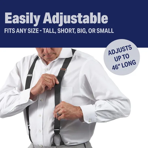 Vista 4 de Tirantes elastizados para esmoquin, diseño en Y a la moda con extremos de piel, para hombre