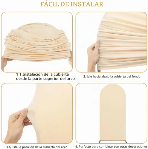 Vista 5 de FUHSY Cubierta de Arco de Boda Beige Cubierta de Arco Tela de Fondo Cubierta de Elastano de Arco de 6 Pies para Pared Arqueada Cubierta de Soporte