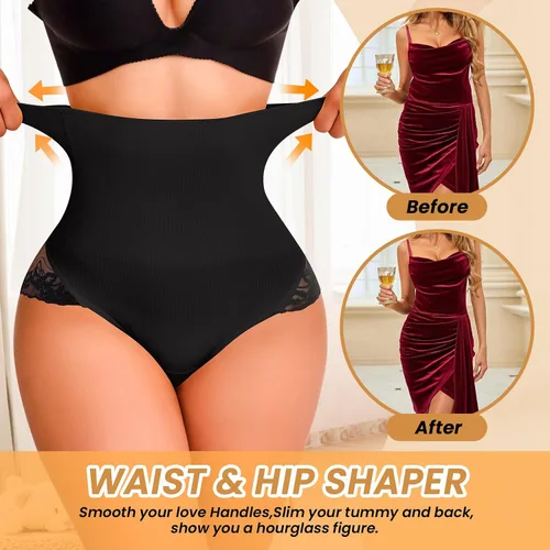 Vista 5 de Bragas moldeadoras con control de abdomen, ropa interior de cintura alta, moldeador de glúteos