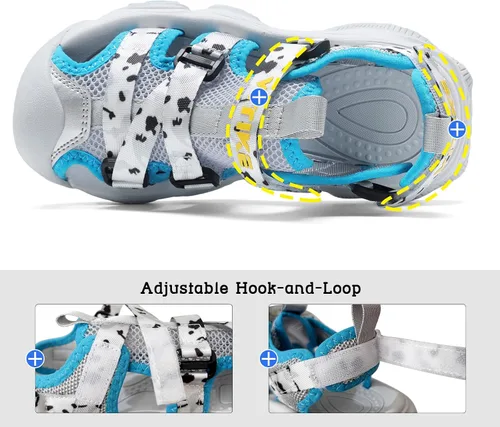 Vista 2 de JMFCHI Sandalias deportivas de verano para niños y niñas, sandalias de punta cerrada para exteriores, zapatos atléticos para agua, sandalias