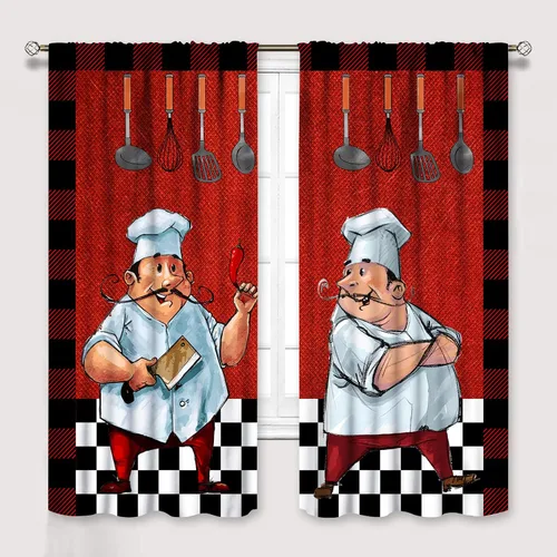 Vista 11 de YCness Cortinas de cocina de vino tinto, copas de vino tinto y blanco, cortinas de ventana con temática de vino tinto para dormitorio, cortina