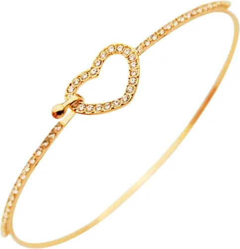 Vista 2 de Pulsera de aleación clásica de corazón para mujer pulsera de cristal con diamantes de imitación joyería de moda boda para niñas