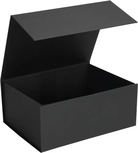 Vista 22 de Ditwis Caja de regalo de 12x9x4 pulgadas con tapa de cierre magnético, caja magnética negra y dorada para boda, propuesta de padrinos y damas