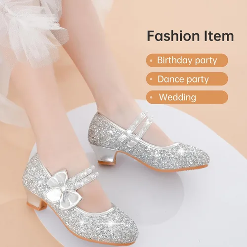 Vista 7 de Motasha Zapatos de vestir para niñas, zapatos de tacón bajo para niñas, zapatos de tacón bajo, Mary Jane, Navidad, boda, fiesta, zapatos brillantes
