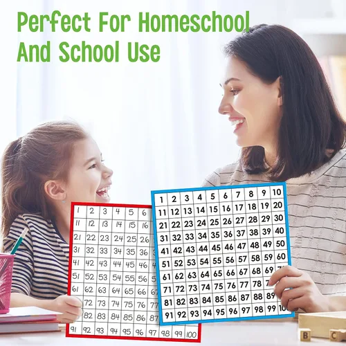 Vista 5 de Tableros de matemáticas, laminado de doble cara número 1-100, fácil de escribir, tabla de conteo de números consecutivos para el aula de niños