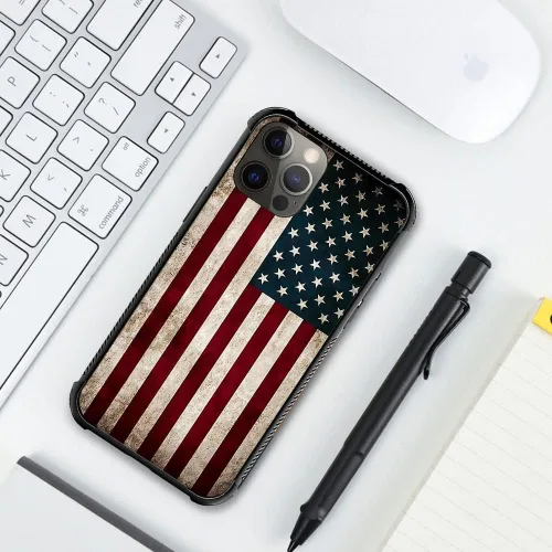 Vista 5 de Funda protectora de TPU resistente compatible con iPhone 11 Pro Max, diseño de bandera americana K1, resistente a arañazos y golpes, para iPhone 11