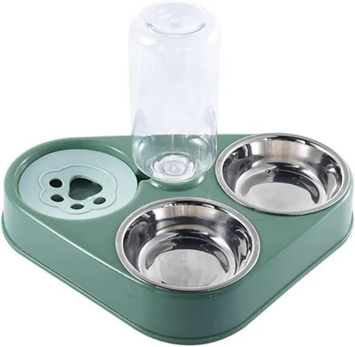Vista 9 de Comedero de acero inoxidable 3 en 1 para perros y gatos, accesorio de alimentación automática para perros y gatos (azul)