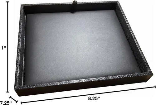Vista 10 de N'icePackaging - Bandeja de dados acolchada negra de lujo con bolsa de dados de viaje de arpillera marrón - para juegos de rol/mesa/D&D 5e / rodar