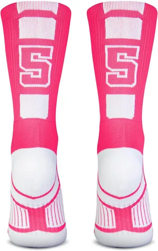 Vista 57 de ChalkTalkSPORTS Calcetines de equipo personalizados - Calcetines con números rosados Elige tu número