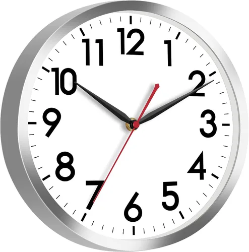 Vista 11 de AKCISOT - Reloj de pared de 8 pulgadas, silencioso, funciona con pilas, color negro