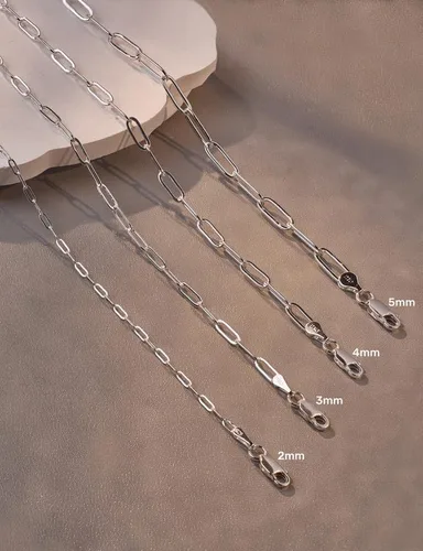 Vista 4 de 925 Sterling Silver Clasp Paperclip Chain 2345mm Necklace for Women Men Silver Link Chain Necklace for Women 16182022242630 Inches