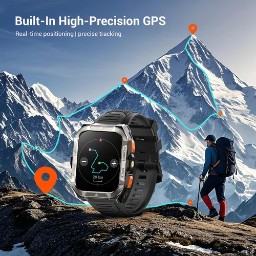 Vista 8 de Military Smart Watches for Men (Answer/Make Calls),1.91"Fitness Smart Watch for Android and iPhone, GPS Fitness Trackers Watch with Flashlight/Heart