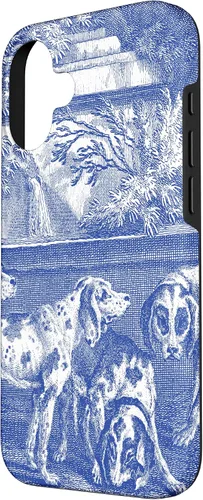 Vista 2 de Vintage Blue French Toile Hound Dogs Case for iPhone 16