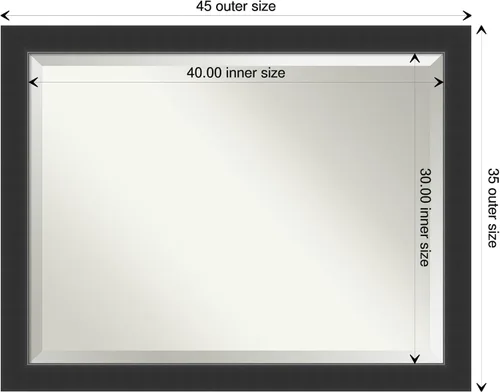 Vista 4 de Amanti Art Espejo de baño de madera, espejo de pared negro Corvino para usar como espejo de tocador de baño sobre el fregadero (35 x 45 pulgadas)