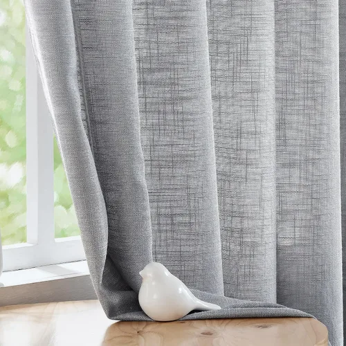 Vista 8 de FMFUNCTEX Paneles de luz lateral gris de 40 pulgadas de largo, con textura de lino corto, cortinas semitransparentes para puerta francesa