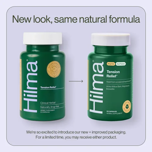 Vista 2 de Hilma Alivio natural del dolor de cabeza por tensión, suplementos con magnesio, boswellia y matricaria, 50 cápsulas veganas