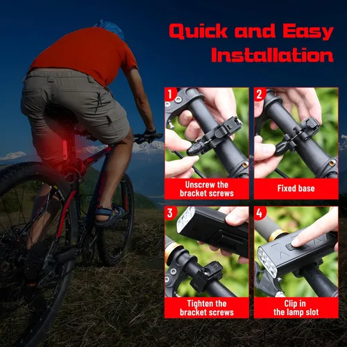 Vista 7 de Suruid 6 luces LED brillantes para bicicleta con soporte ajustable, faro de bicicleta recargable, impermeable Ipx-6, accesorios para bicicleta
