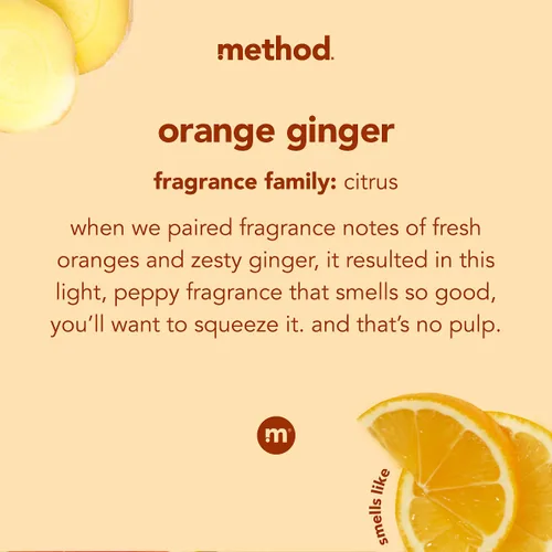 Vista 3 de Method Repuesto de jabón de manos espumoso, jengibre naranja, botella reciclable, fórmula biodegradable, 28 onzas líquidas (paquete de 4)