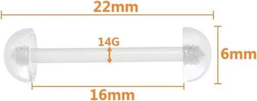 Vista 3 de Oasis Plus 10pcs 14G transparente flexible plástico retenedor lengua anillo pezón barra 0.236 in bolas cuerpo piercing
