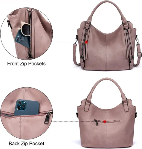 Vista 4 de Tote Bag for Women PU Leather Shoulder Bags Fashion Hobo Bags Large Purse and Handbags with Adjustable Shoulder Strap
