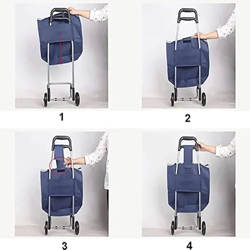 Vista 5 de Bolsa de repuesto para carrito de compras, bolsa de carrito de 41 L para carrito de compras, bolsa de almacenamiento impermeable de tela Oxford