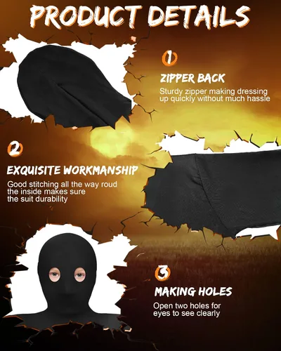 Vista 3 de Traje Zentai unisex de cuerpo completo para Halloween, traje invisible para niños, disfraz de Zentai para niñas y niños para cosplay
