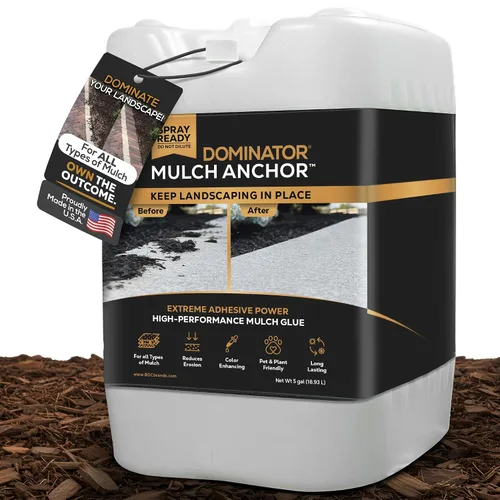 Vista 10 de DOMINATOR Mulch Anchor - Pegamento de mantillo para paisajismo Spray de pegamento para mantillo de goma, virutas de madera, paja de pino, cedro