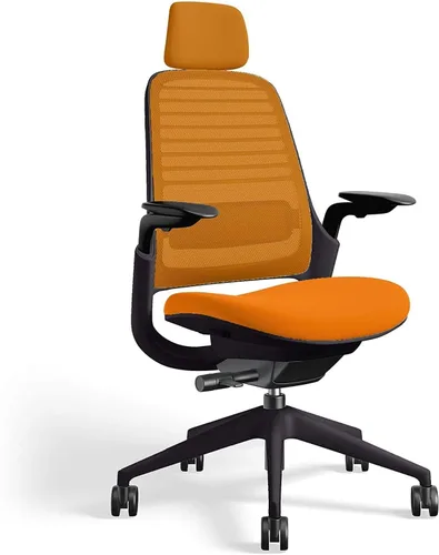 Vista 12 de Steelcase Silla de oficina serie 1 con reposacabezas, marco de grafito, regaliz Cogent Connect
