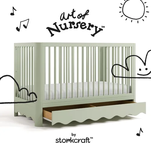 Vista 8 de Storkcraft Casablanca 5-in-1 Convertible Crib with Drawer, Sage Salvia