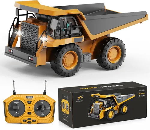 Vista 10 de YESHIN Bulldozer a control remoto, tractor de metal de 9 canales con luces y sonido, juguete de vehículo de construcción de 2.4 GHz, recargable