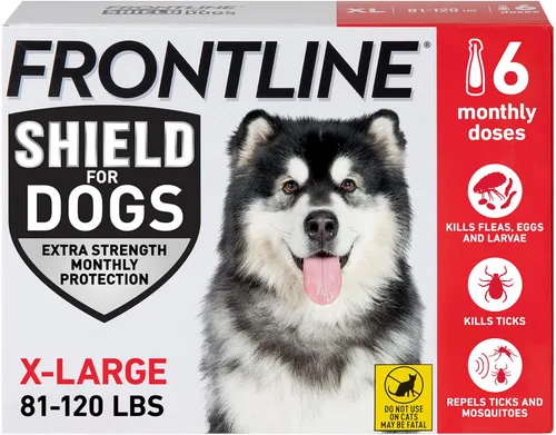 Vista 10 de FRONTLINE Shield - Tratamiento de pulgas y garrapatas para perros de 81 a 120 libras (rojo)