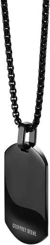 Vista 2 de Geoffrey Beene Collar con colgante de placa de identificación militar grabable de acero inoxidable para hombre Negro