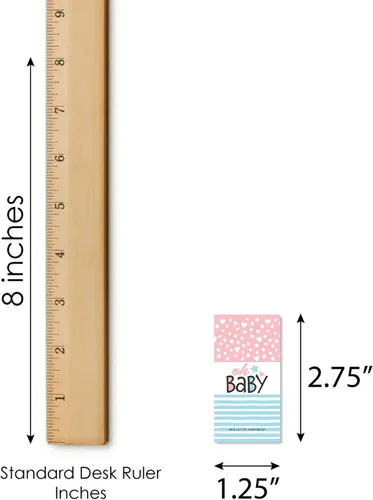 Vista 5 de Big Dot of Happiness Baby Gender Reveal – Mini Candy Bar Wrapper Stickers – Equipo Niño o Niña Fiesta Pequeños Favores – 40