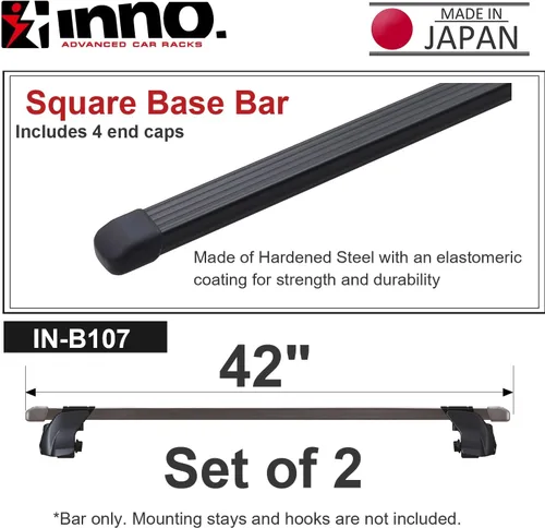 Vista 3 de INNO IN-B107A Barras transversales cuadradas para sistemas de estanterías de techo - 42 pulgadas (1 par) (negro)