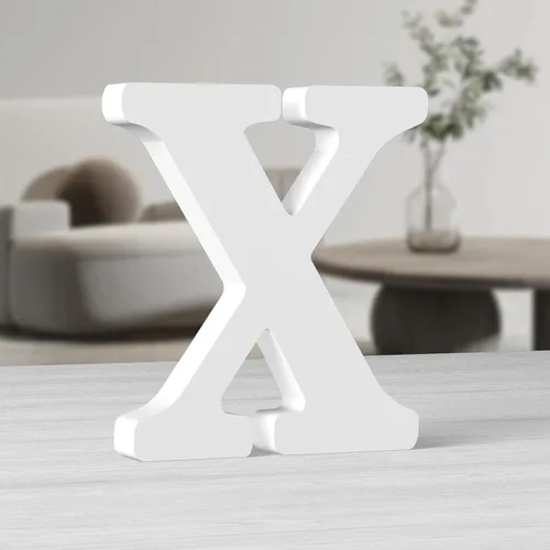 Vista 23 de AOCEAN Letras de madera grandes blancas de 10 pulgadas, letras de madera sin terminar para decoración de pared, letras decorativas de pie