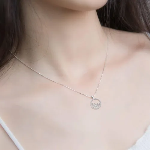 Vista 4 de SFERT Woman's Butterfly Tassel Pendant Necklace Clavicle Chain 925 Sterling Silver Jewelry Lovely Animal Clavicle Chain For Girl