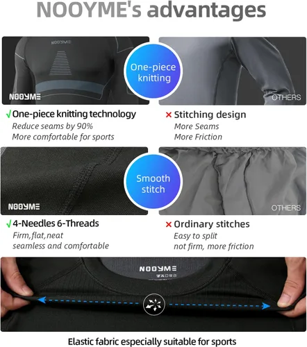 Vista 4 de NOOYME Ropa interior térmica para hombre, capa base de ropa interior larga para clima frío