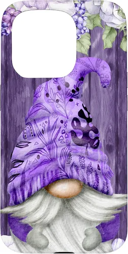 Vista 14 de Cute Purple Aesthetic Anemones Flower Pattern Lavender Gnome Case for iPhone 17