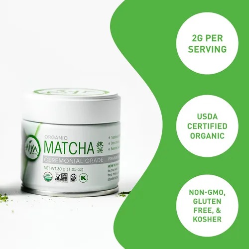 Vista 4 de Aiya - Polvo de matcha orgánico de grado ceremonial, grado ceremonial matcha premium, color verde jade vibrante, dulzura natural suave, ceremonias