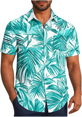 Vista 13 de Zeiyignr Camisa hawaiana para hombre con bolsillo, manga corta, con botones, resistente a las arrugas, para playa, fiestas en la piscina, vacaciones